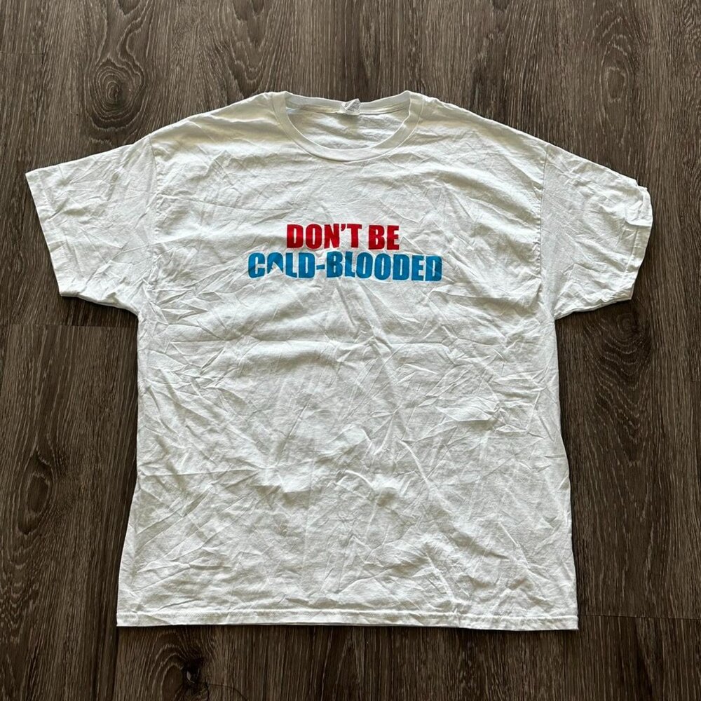 Men's White and Blue T-shirt